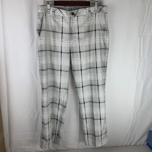 Ogio Golf Pants Tag 36x34 (Measures 36x28) Black White Gray‎ Plaid Stretch